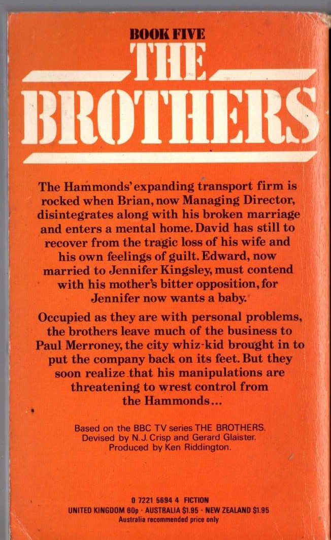 Lee Mackenzie  THE BROTHERS BOOK FIVE: BIG DEAL (BBC TV) magnified rear book cover image