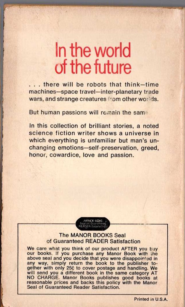 Clifford D. Simak  ALL THE TRAPS OF EARTH magnified rear book cover image