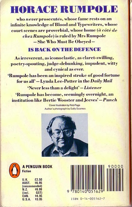 John Mortimer  THE TRIALS OF RUMPOLE magnified rear book cover image