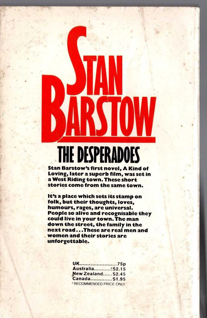 Stan Barstow  THE DESPERADOES (YTV) magnified rear book cover image