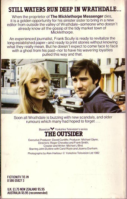 Hugh Miller  THE OUTSIDER (Yorkshire TV) magnified rear book cover image