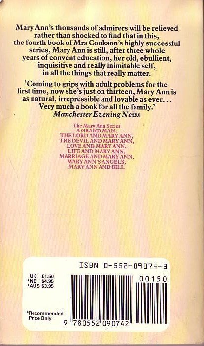 Catherine Cookson  LOVE AND MARY ANN magnified rear book cover image