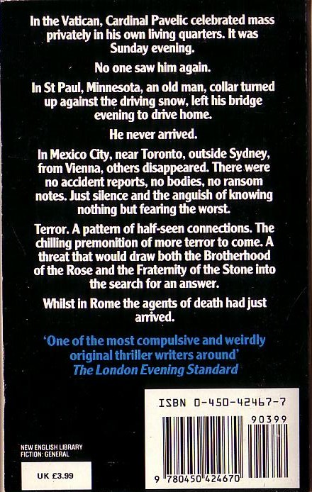 David Morrell  THE LEAGUE OF NIGHT AND FOG magnified rear book cover image