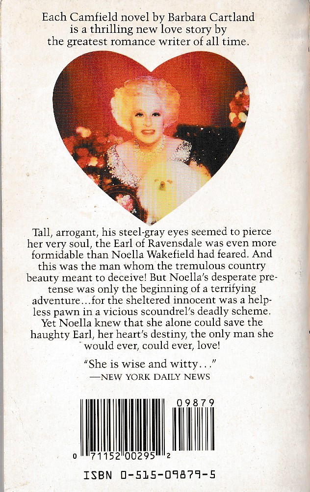 Barbara Cartland  THE LOVELY LIAR magnified rear book cover image