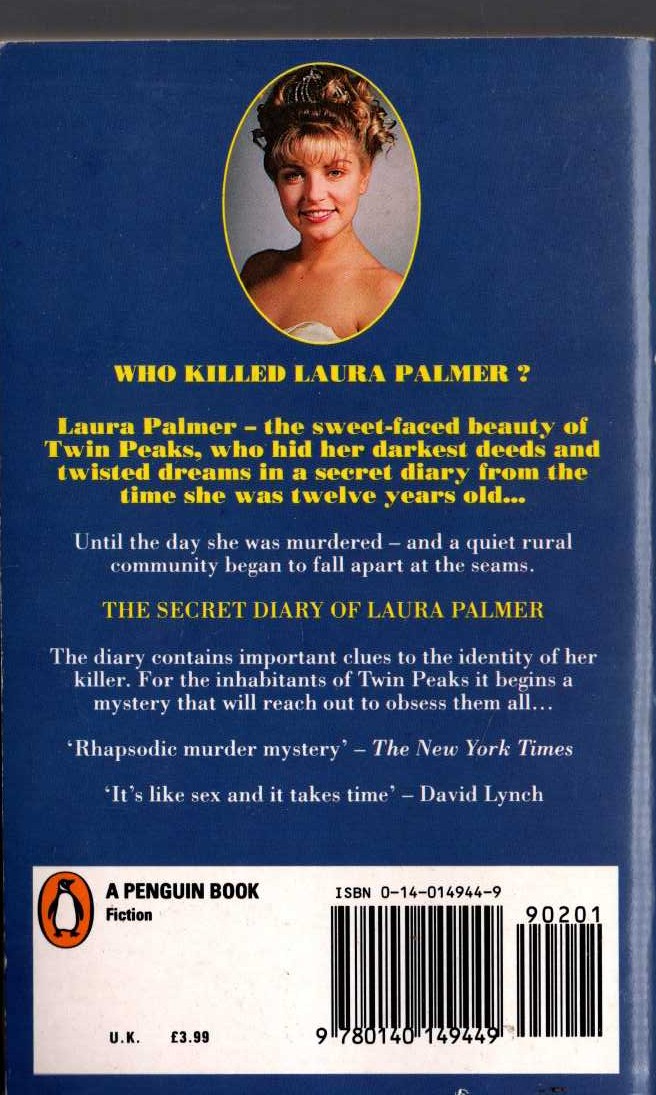 Jennifer Lynch (retells) TWIN PEAKS: THE SECRET DIARY OF LAURA PALMER magnified rear book cover image
