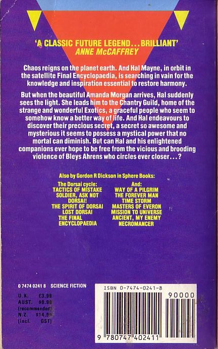 Gordon R. Dickson  CHANTRY GUILD magnified rear book cover image