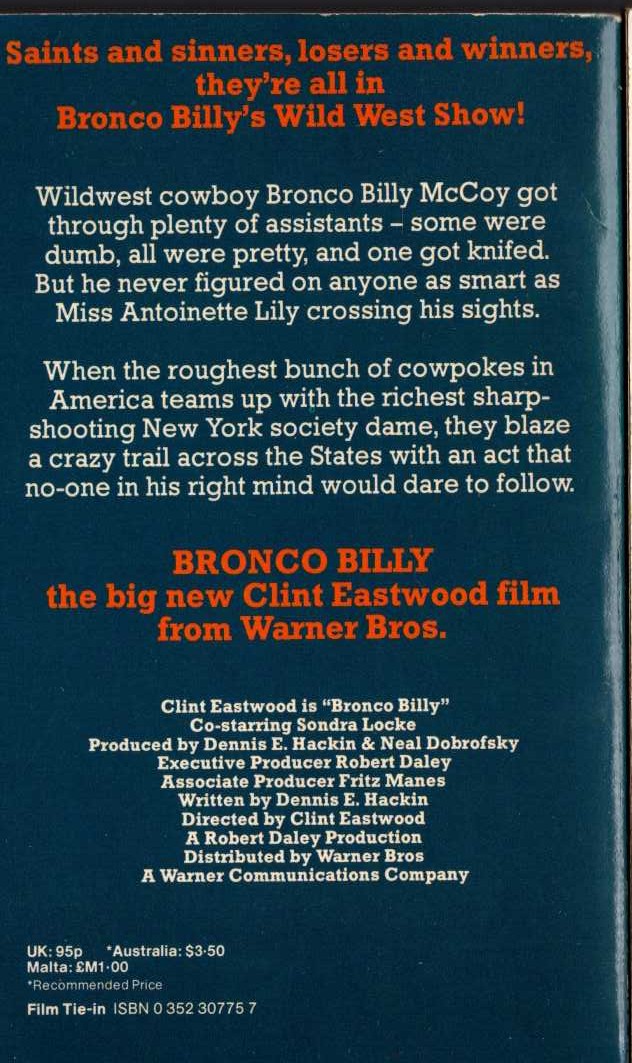 BRONCO BILLY (Clint Eastwood) magnified rear book cover image