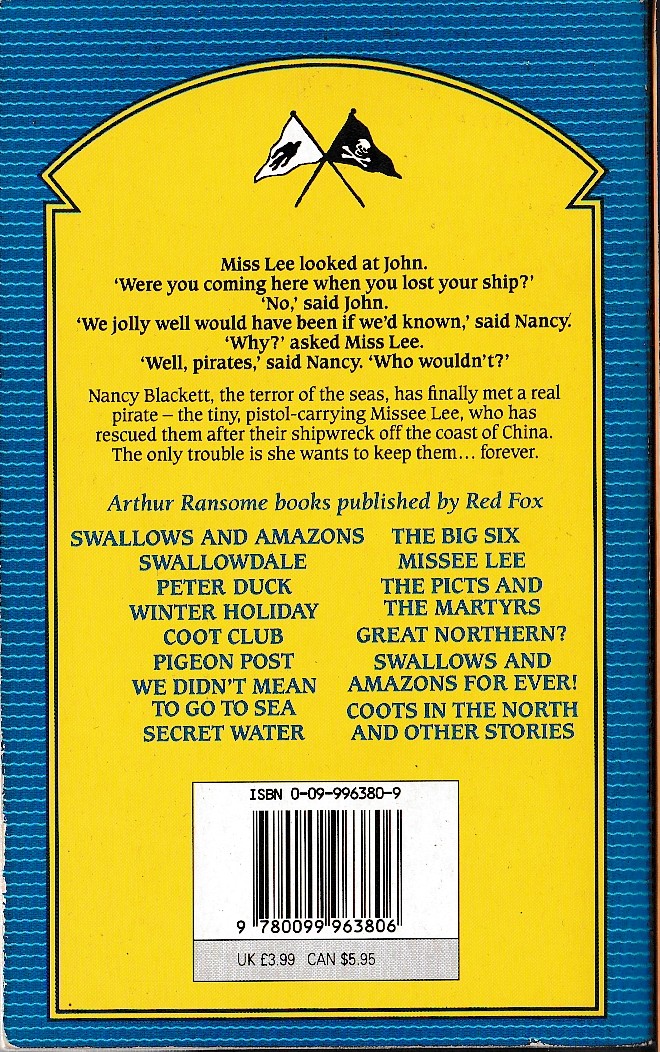 Arthur Ransome  MISSEE LEE magnified rear book cover image
