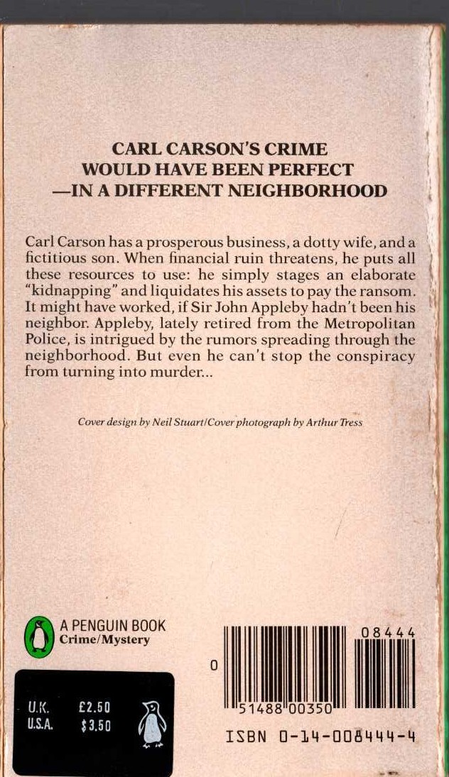 Michael Innes  CARSON'S CONSPIRACY magnified rear book cover image