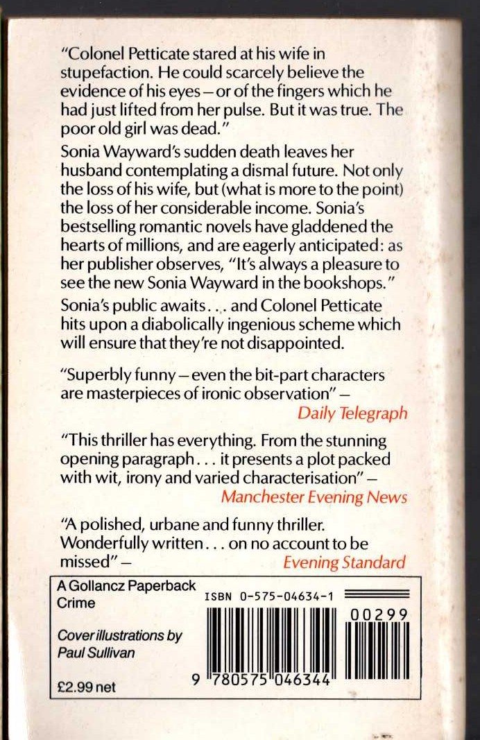 Michael Innes  THE NEW SONIA WAYWARD magnified rear book cover image
