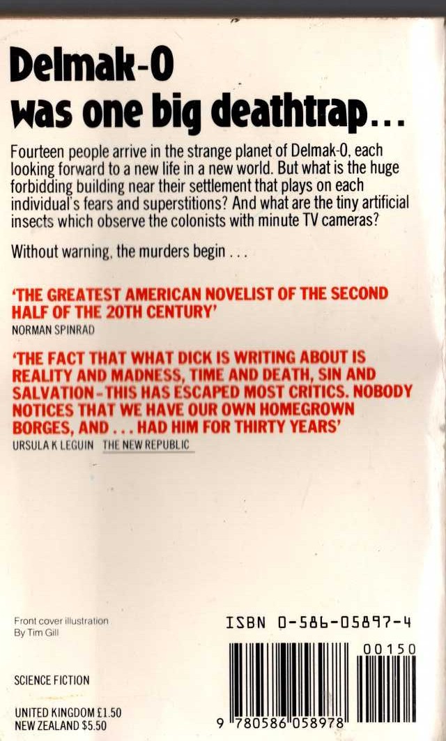 Philip K. Dick  A MAZE OF DEATH magnified rear book cover image