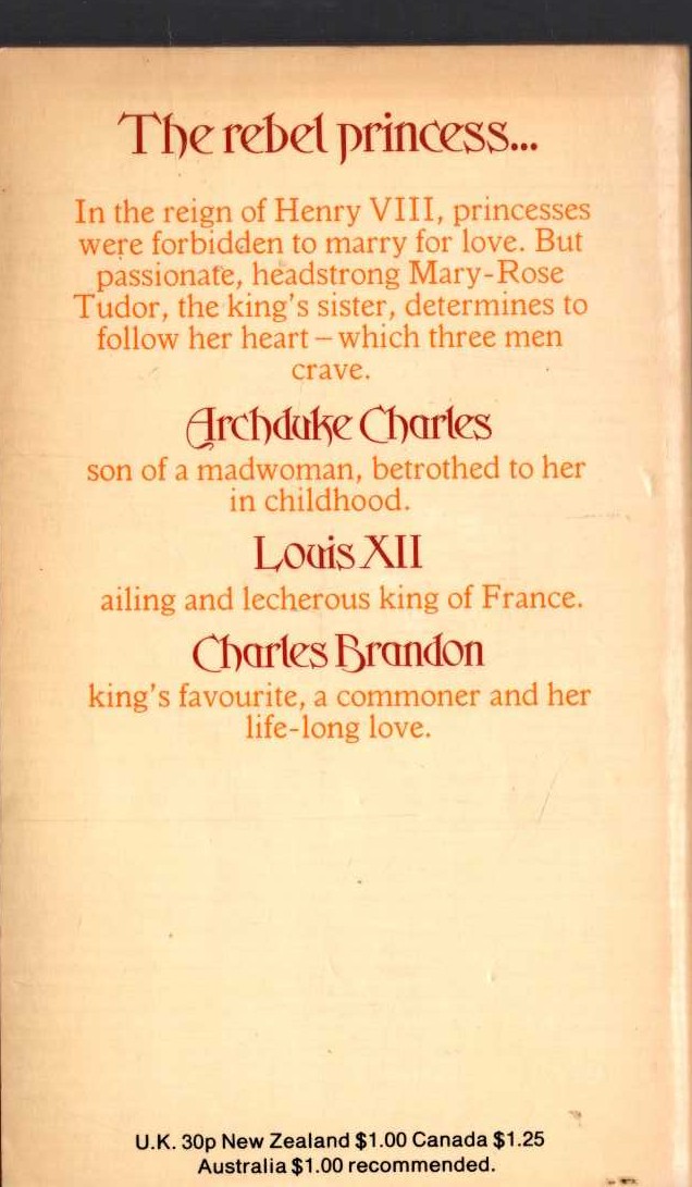 Maureen Peters  PRINCESS OF DESIRE magnified rear book cover image