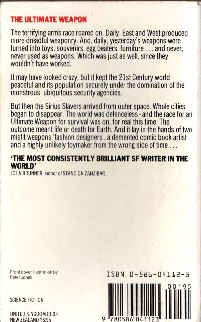 Philip K. Dick  THE ZAP GUN magnified rear book cover image