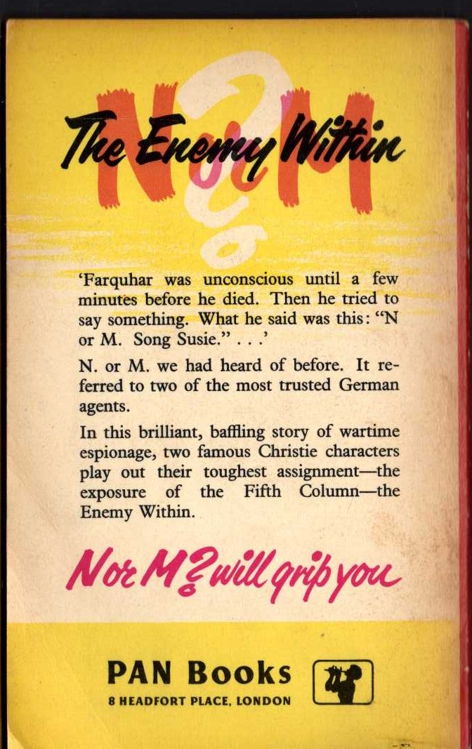 Agatha Christie  N-OR-M? magnified rear book cover image