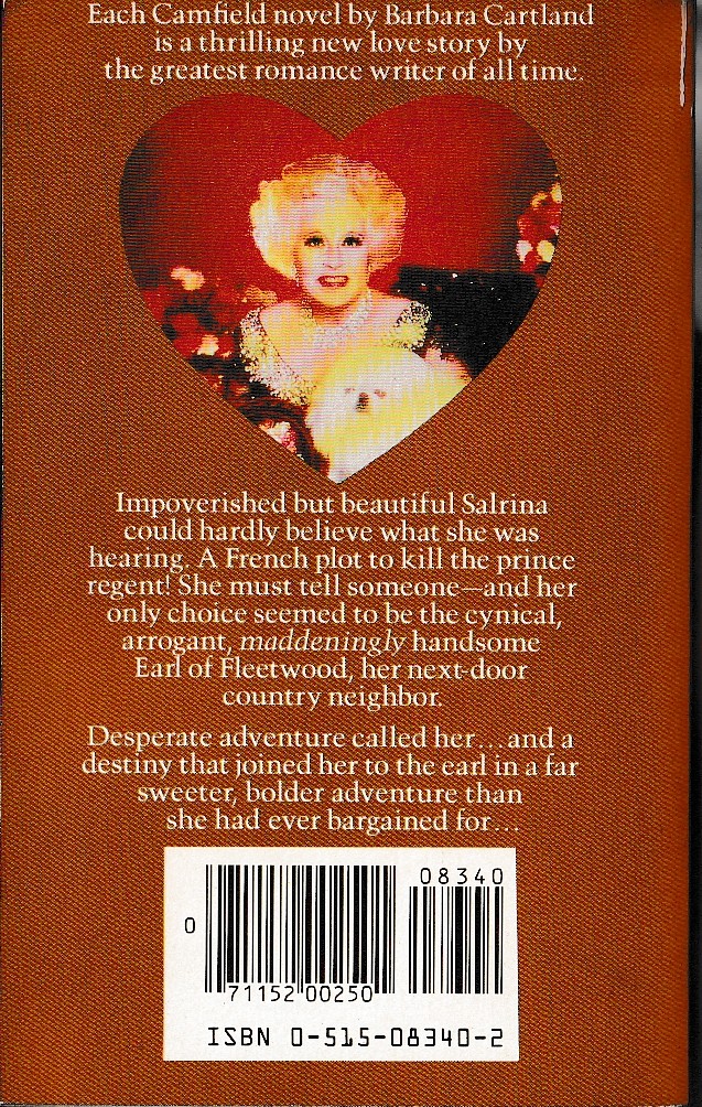 Barbara Cartland  PARADISE FOUND magnified rear book cover image