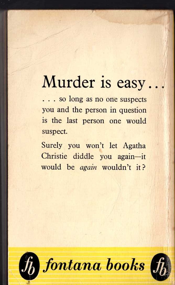 Agatha Christie  MURDER IS EASY magnified rear book cover image