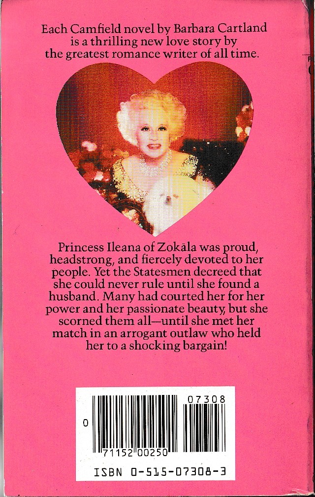 Barbara Cartland  BRIDE TO A BRIGAND magnified rear book cover image