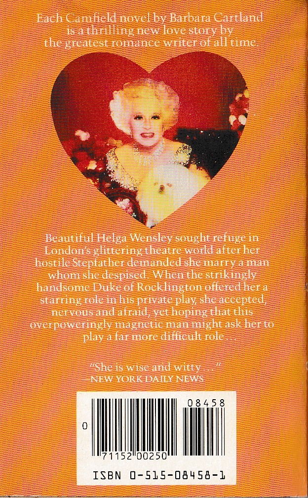 Barbara Cartland  HELGA IN HIDING magnified rear book cover image