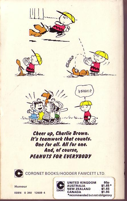 Charles M. Schulz  PEANUTS FOR EVERYBODY magnified rear book cover image