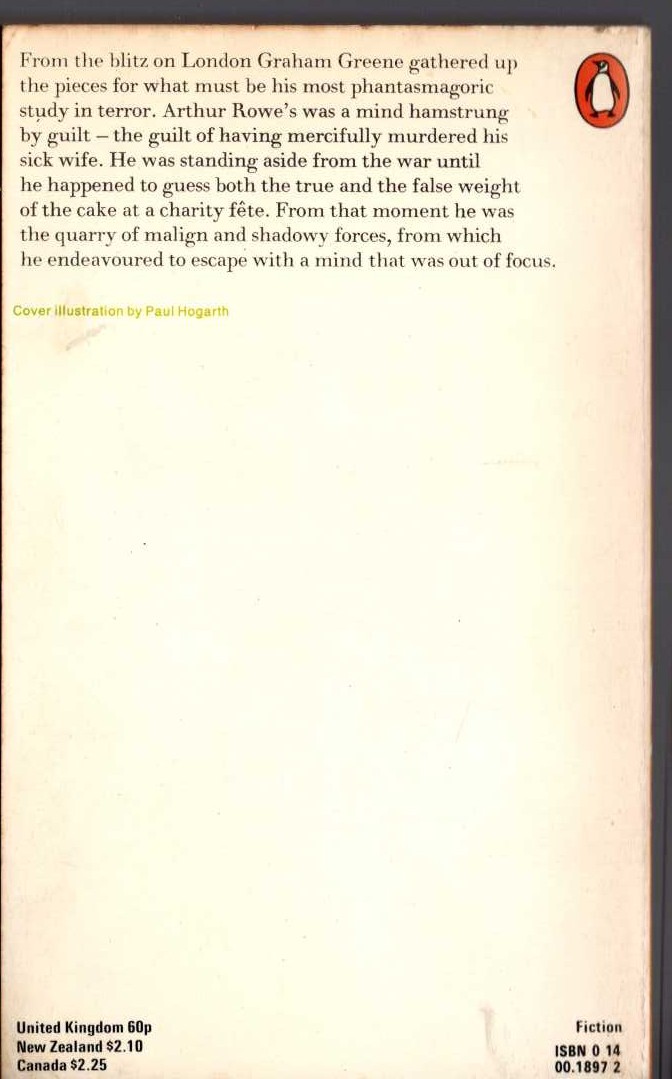 Graham Greene  THE MINISTRY OF FEAR magnified rear book cover image