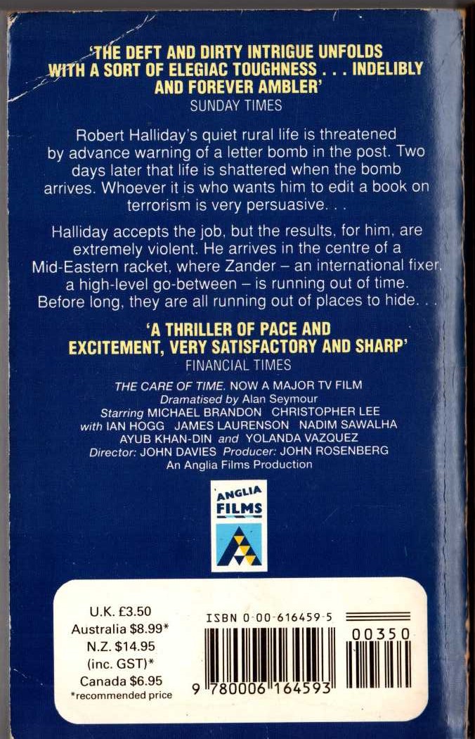 Eric Ambler  THE CARE OF TIME (Film tie-in) magnified rear book cover image