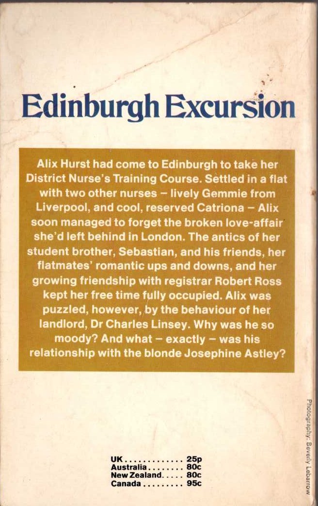 Lucilla Andrews  EDINBURGH EXCURSION magnified rear book cover image