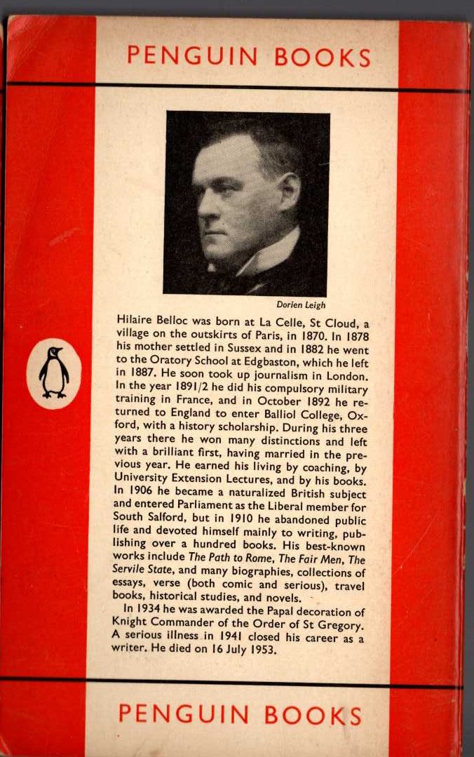 Hilaire Belloc  SELECTED ESSAYS magnified rear book cover image