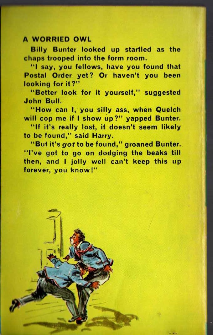 Frank Richards  BILLY BUNTER'S POSTAL ORDER magnified rear book cover image