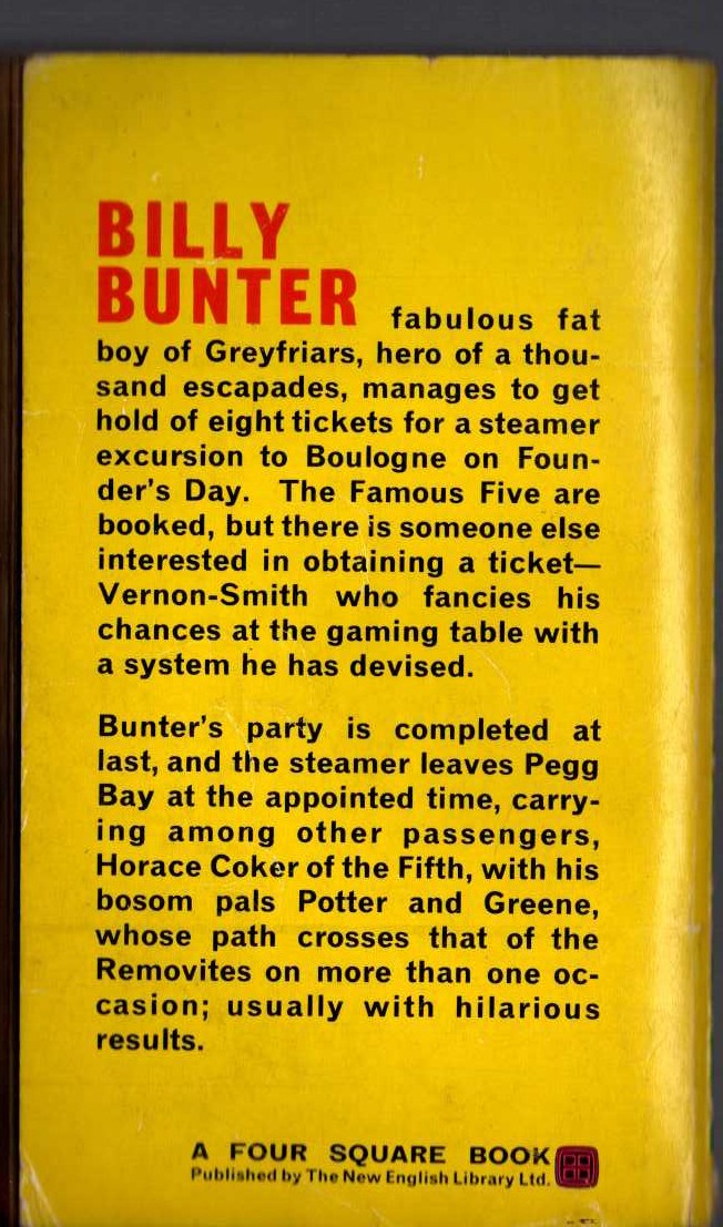 Frank Richards  BILLY BUNTER'S BEANFEAST magnified rear book cover image