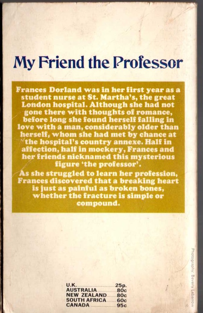 Lucilla Andrews  MY FRIEND THE PROFESSOR magnified rear book cover image