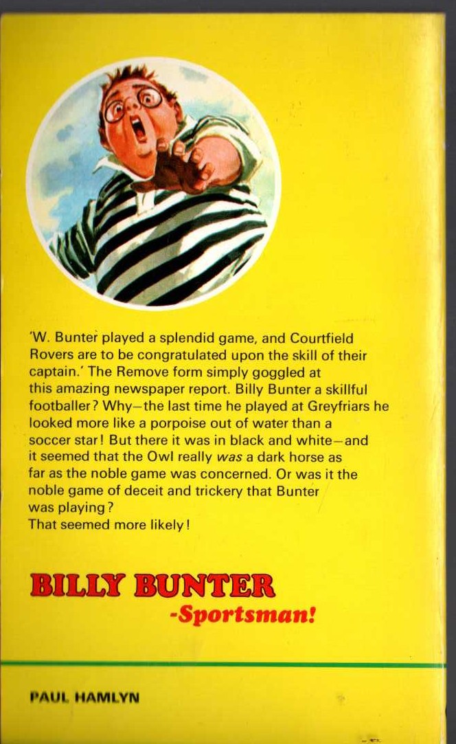 Frank Richards  BILLY BUNTER - SPORTSMAN! magnified rear book cover image