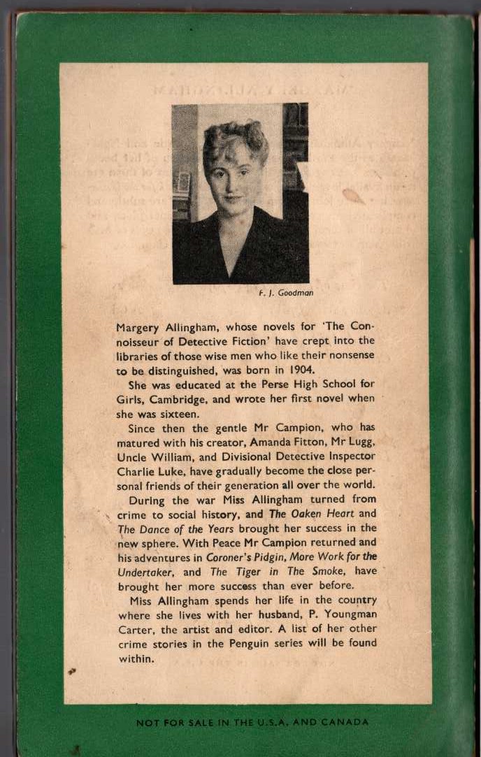 Margery Allingham  MR CAMPION AND OTHERS magnified rear book cover image