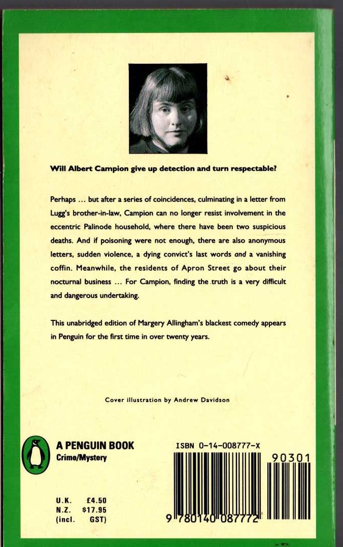 Margery Allingham  MORE WORK FOR THE UNDERTAKER magnified rear book cover image