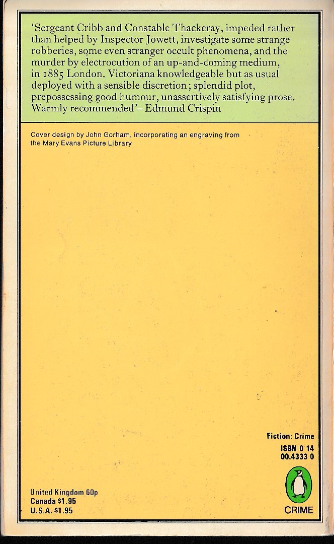 Peter Lovesey  A CASE OF SPIRITS magnified rear book cover image