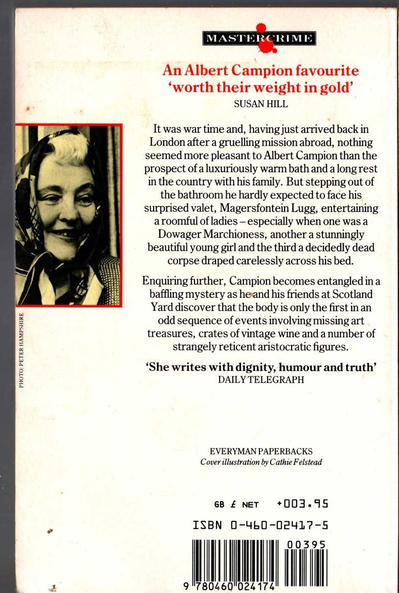 Margery Allingham  CORONER'S PIDGIN magnified rear book cover image