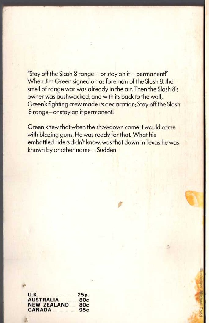 Frederick H. Christian  SUDDEN STRIKES BACK magnified rear book cover image