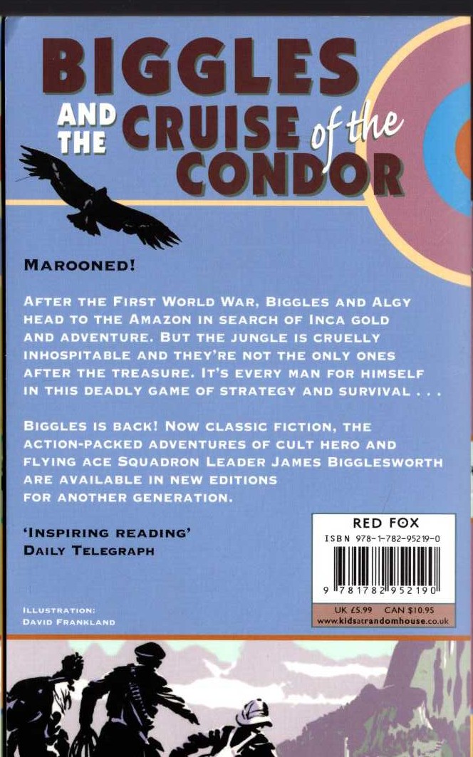 Captain W.E. Johns  BIGGLES AND THE CRUISE OF THE CONDOR magnified rear book cover image