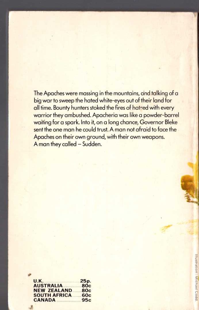 Frederick H. Christian  SUDDEN - APACHE FIGHTER magnified rear book cover image