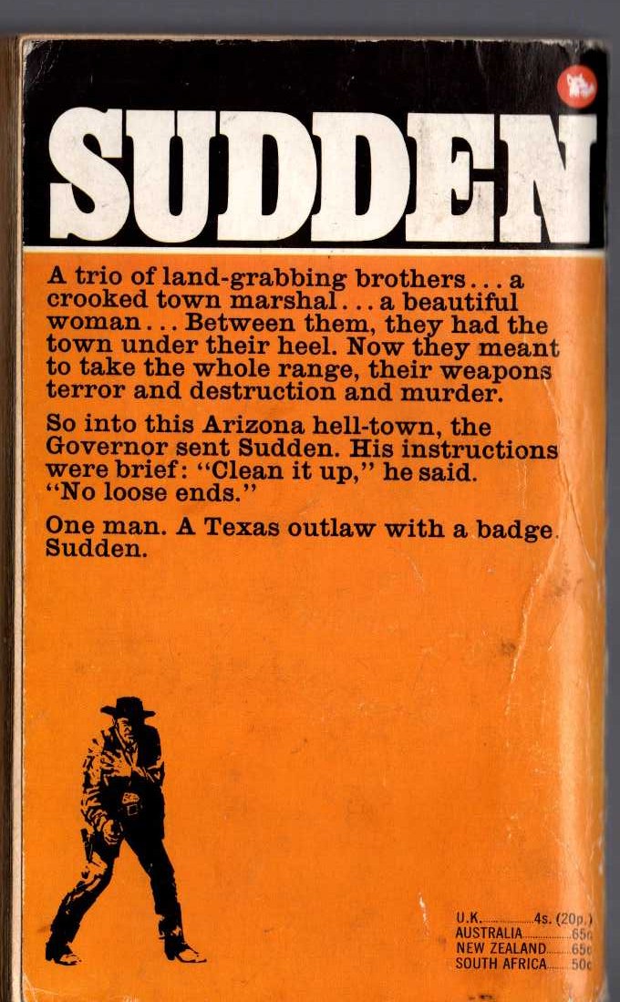 Oliver Strange  SUDDEN magnified rear book cover image