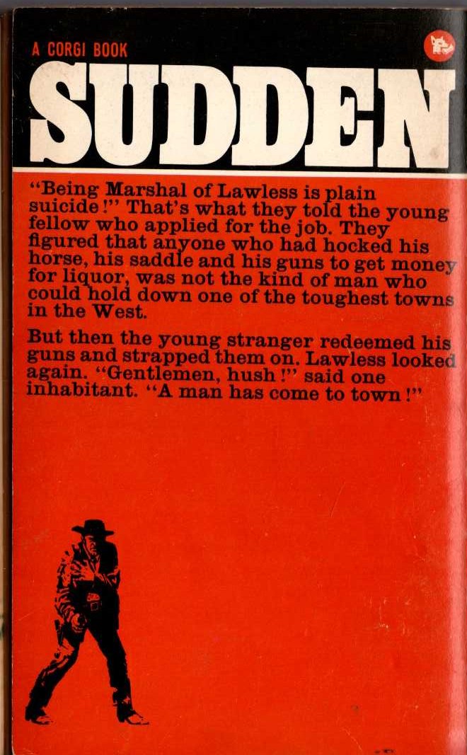 Oliver Strange  SUDDEN - THE MARSHAL OF THE LAWLESS magnified rear book cover image
