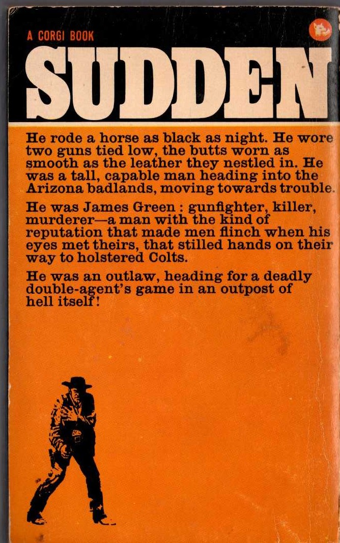 Oliver Strange  SUDDEN RIDES AGAIN magnified rear book cover image