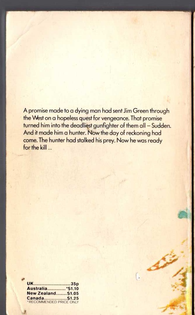 Oliver Strange  SUDDEN - THE RNGE ROBBERS magnified rear book cover image