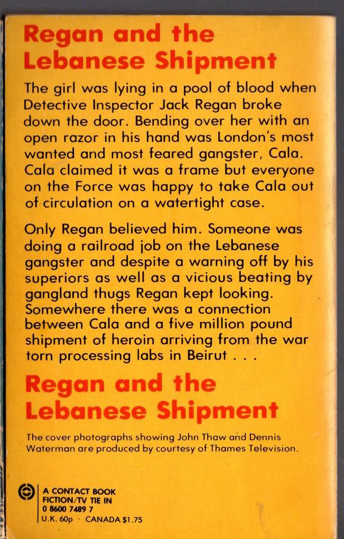 Joe Balham  THE SWEENEY: REGAN AND THE LEBANESE SHIPMENT magnified rear book cover image
