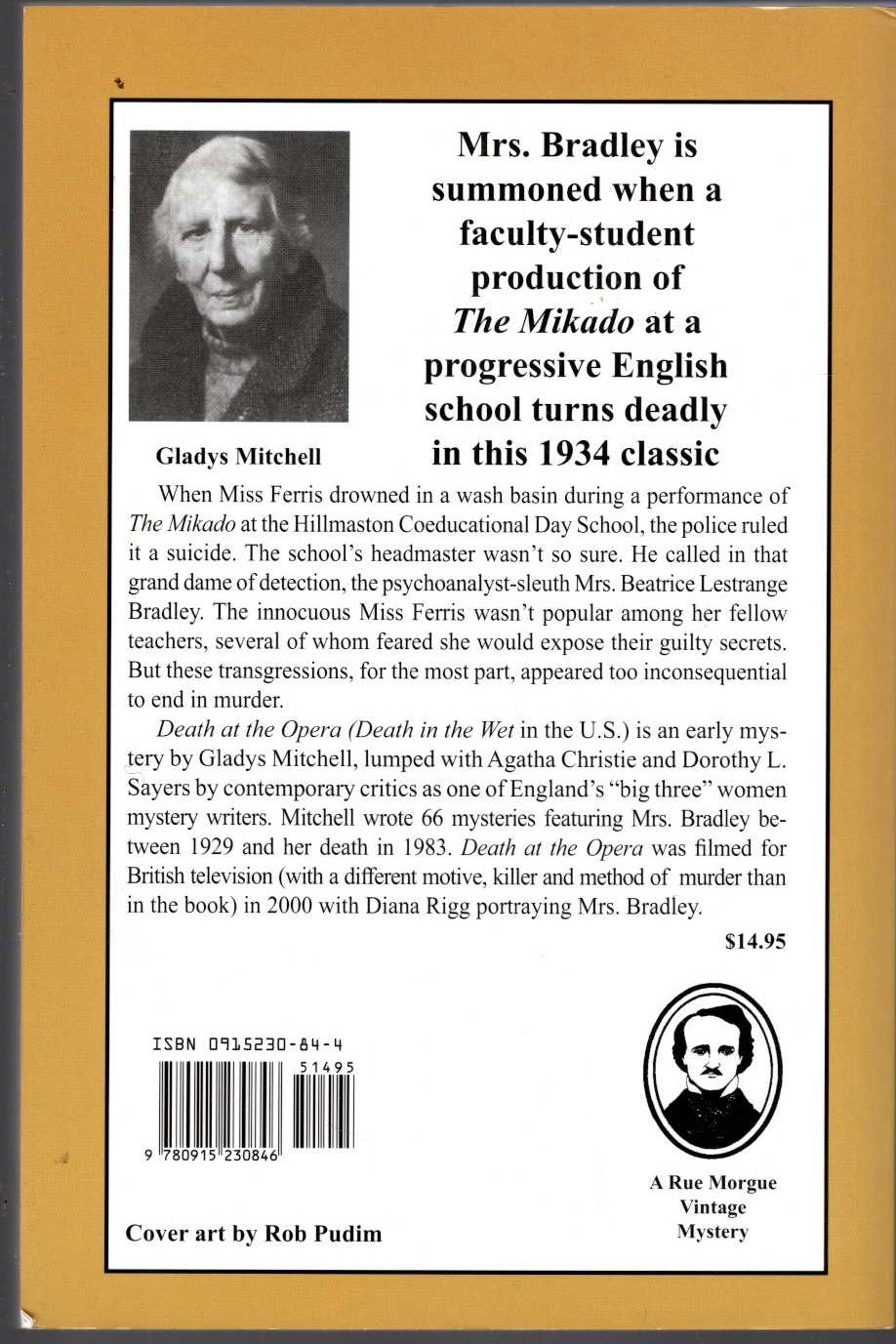 Gladys Mitchell  DEATH AT THE OPERA magnified rear book cover image