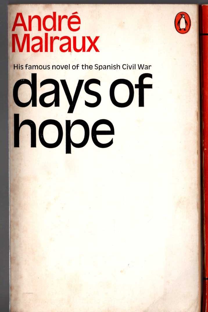 Andre Malraux  DAYS OF HOPE front book cover image