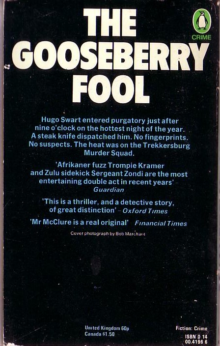 James McClure  THE GOOSEBERRY FOOL magnified rear book cover image