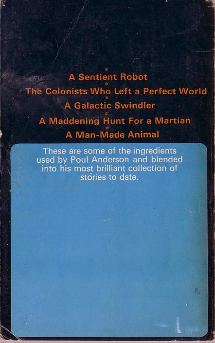 Poul Anderson  STRANGERS FROM EARTH magnified rear book cover image