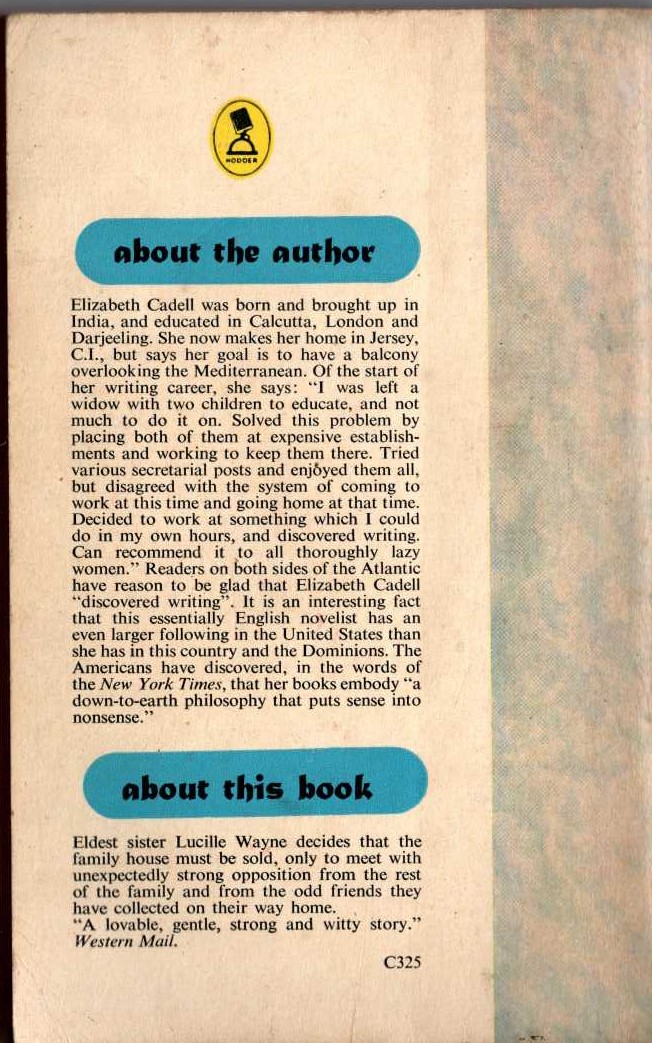 Elizabeth Cadell  THE LARK SHALL SING magnified rear book cover image