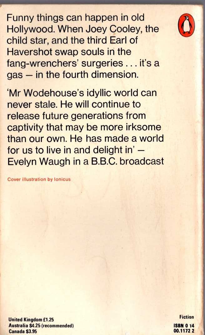 P.G. Wodehouse  LAUGHING GAS magnified rear book cover image