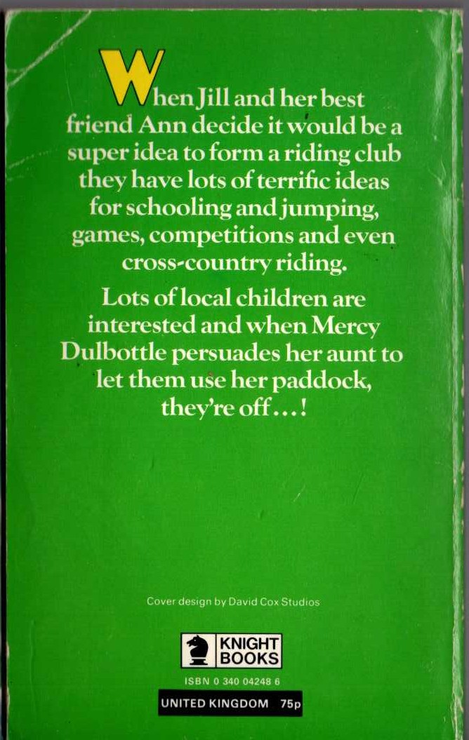 Ruby Ferguson  JILL'S RIDING CLUB magnified rear book cover image